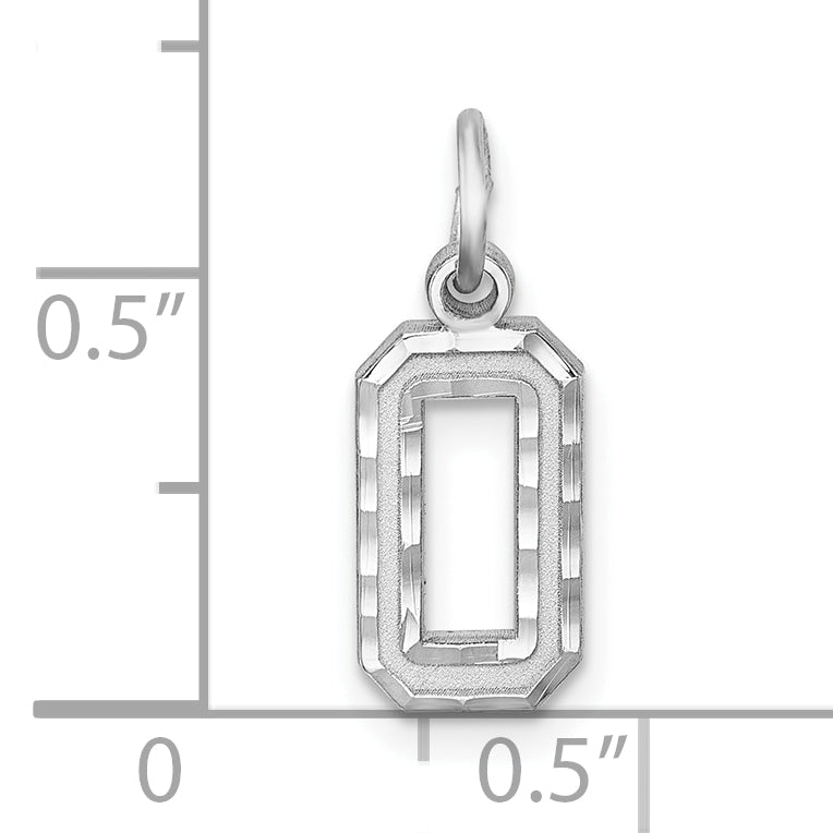Sterling Silver Rhodium-plated Diamond-cut #0 Charm
