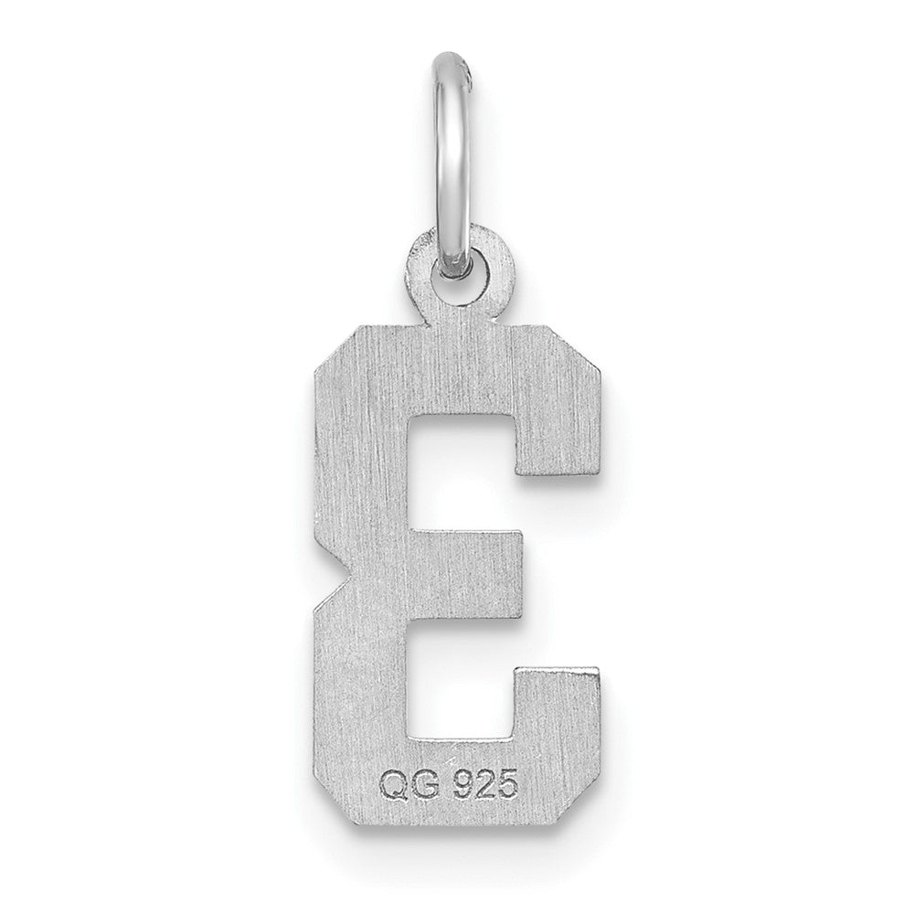 Sterling Silver Rhodium-plated Diamond-cut #3 Charm