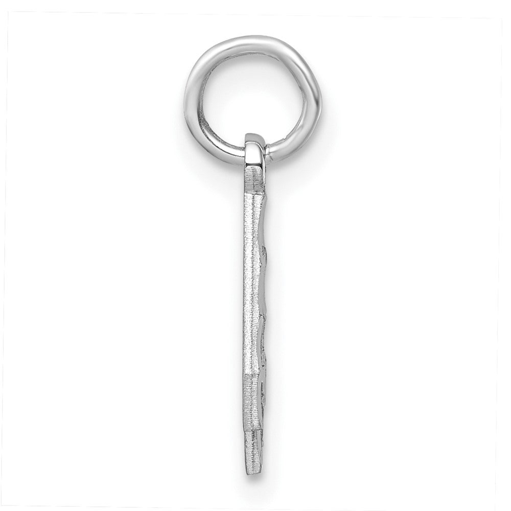 Sterling Silver Rhodium-plated Diamond-cut #4 Charm