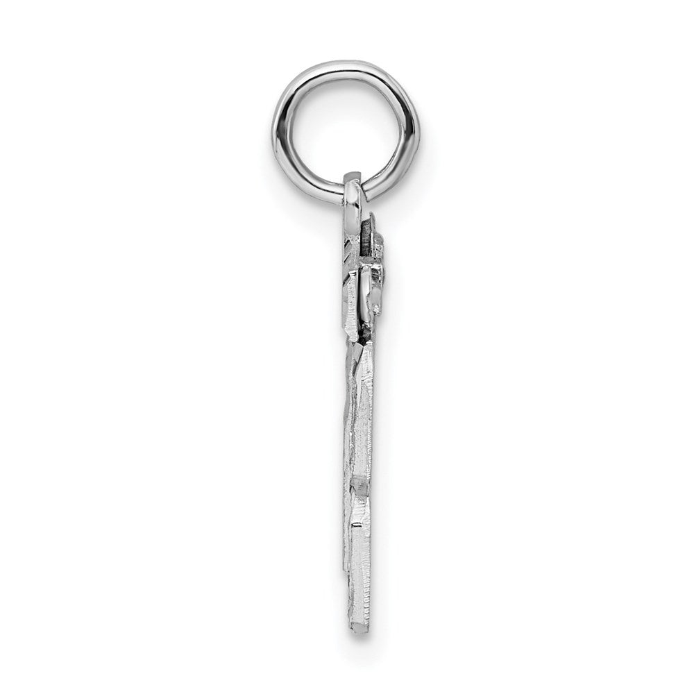 Sterling Silver Rhodium-plated Diamond-cut #18 Charm