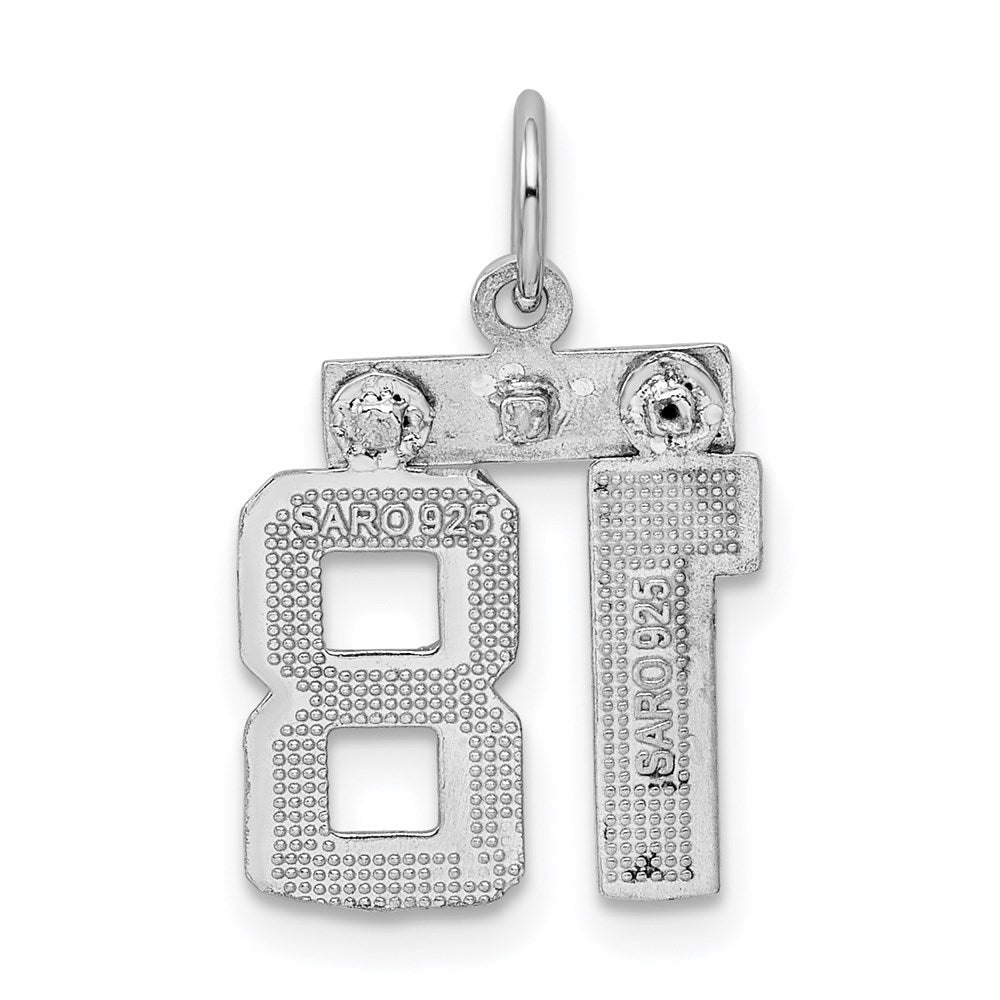 Sterling Silver Rhodium-plated Diamond-cut #18 Charm