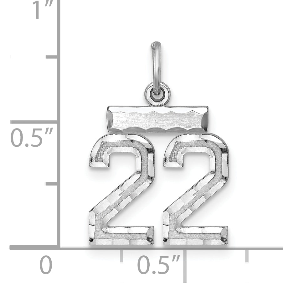 Sterling Silver Rhodium-plated Diamond-cut #22 Charm