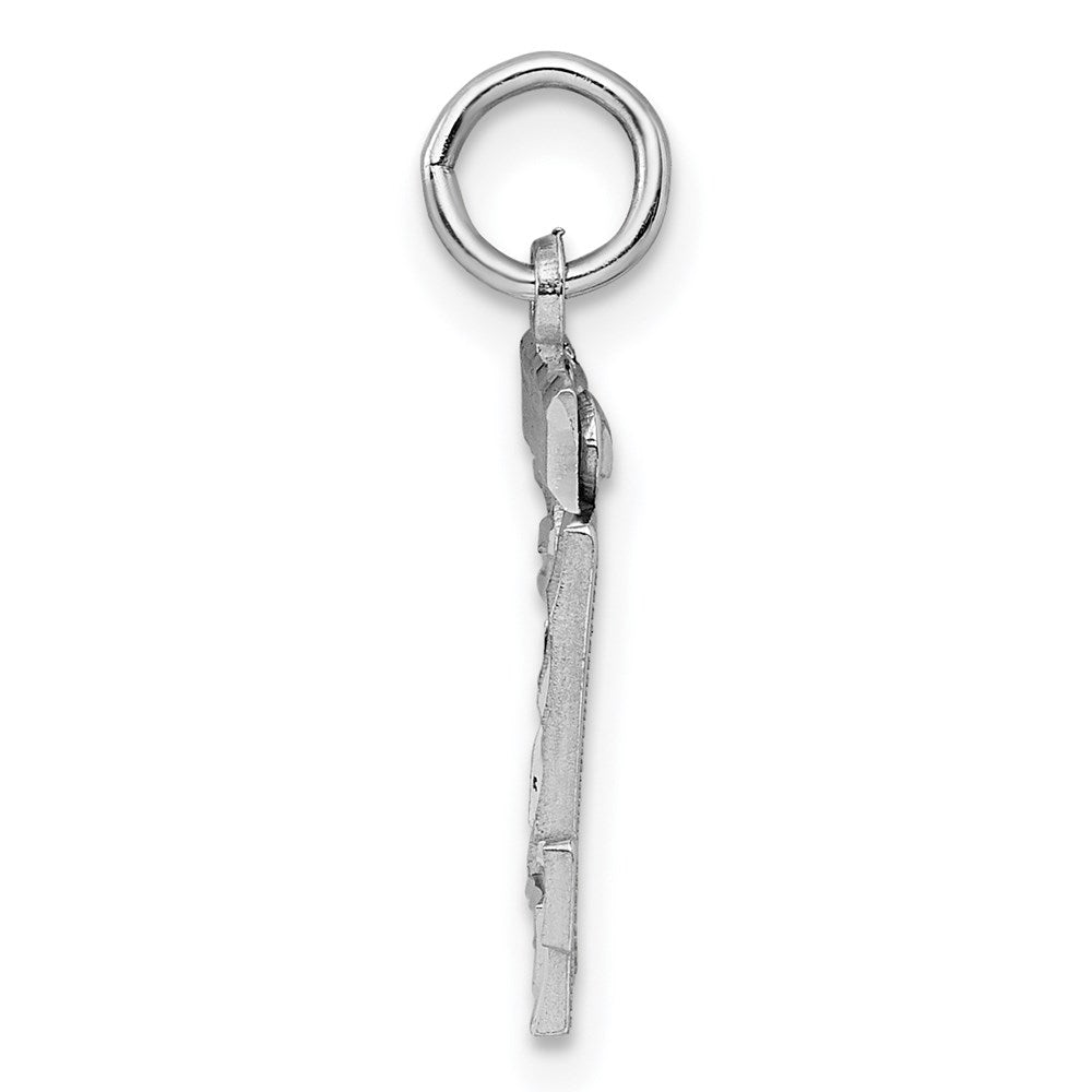 Sterling Silver Rhodium-plated Diamond-cut #24 Charm