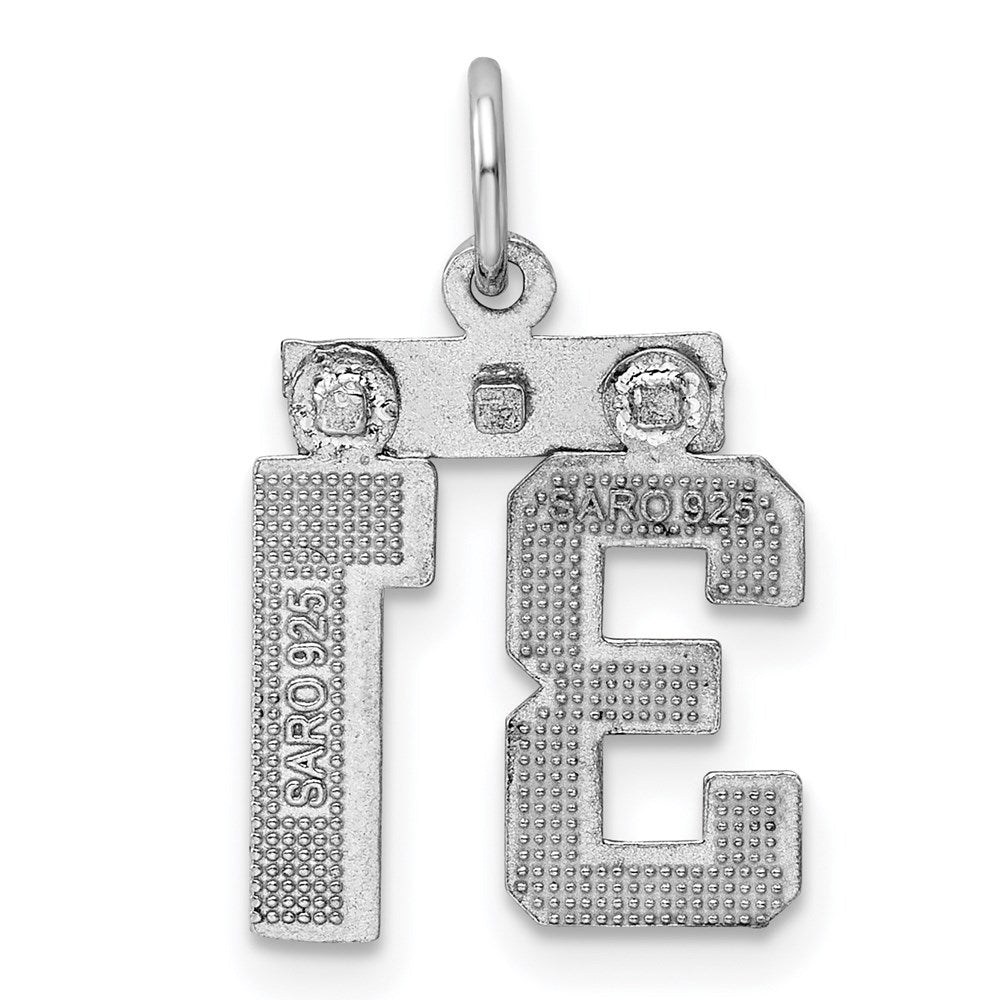 Sterling Silver Rhodium-plated Diamond-cut #31 Charm