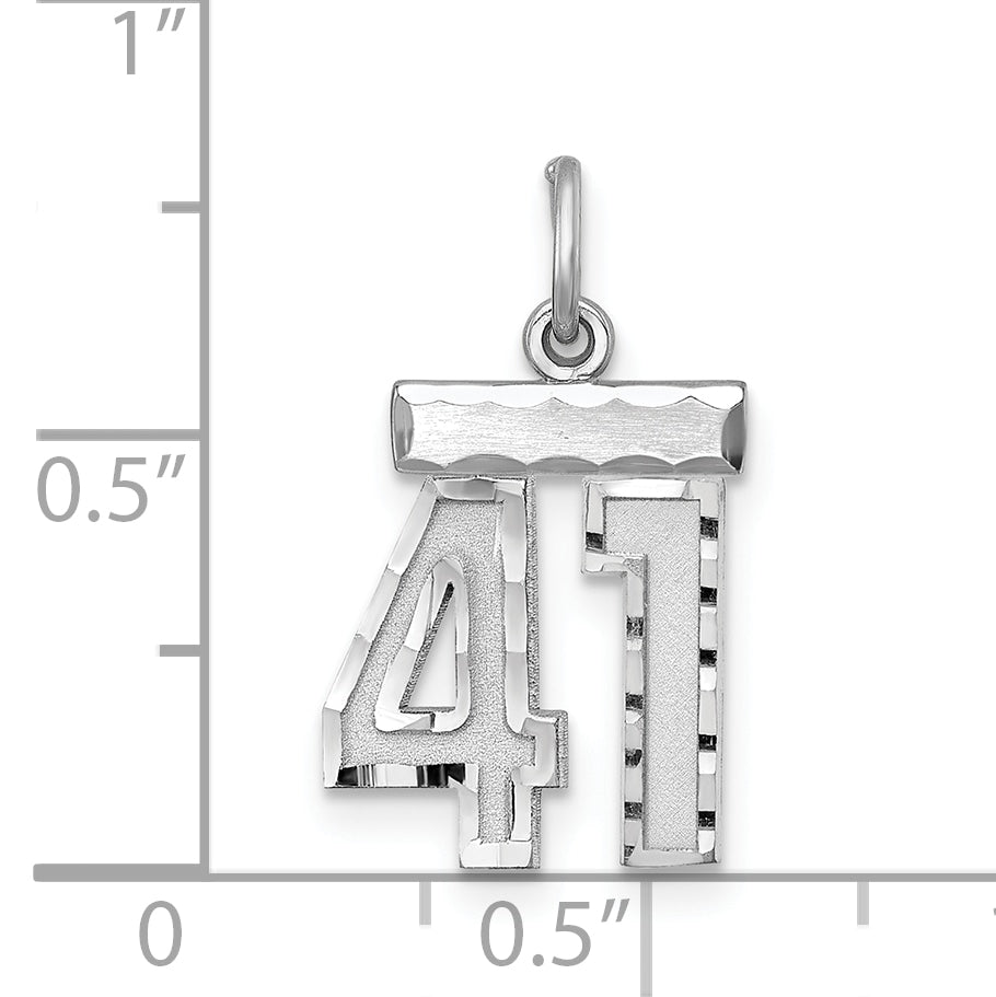 Sterling Silver Rhodium-plated Diamond-cut #41 Charm