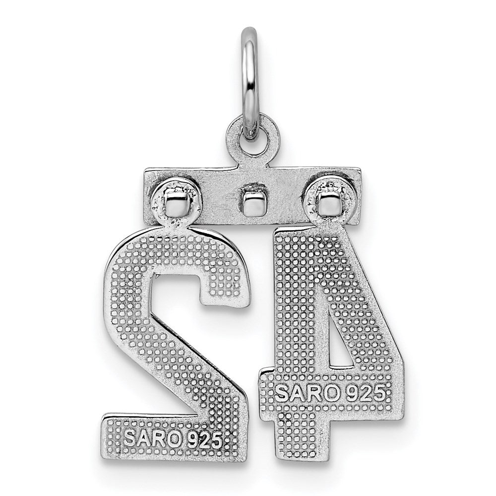 Sterling Silver Rhodium-plated Diamond-cut #42 Charm