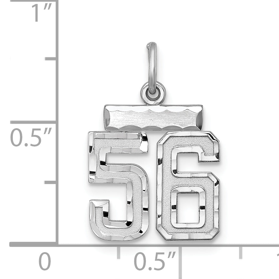 Sterling Silver Rhodium-plated Diamond-cut #56 Charm