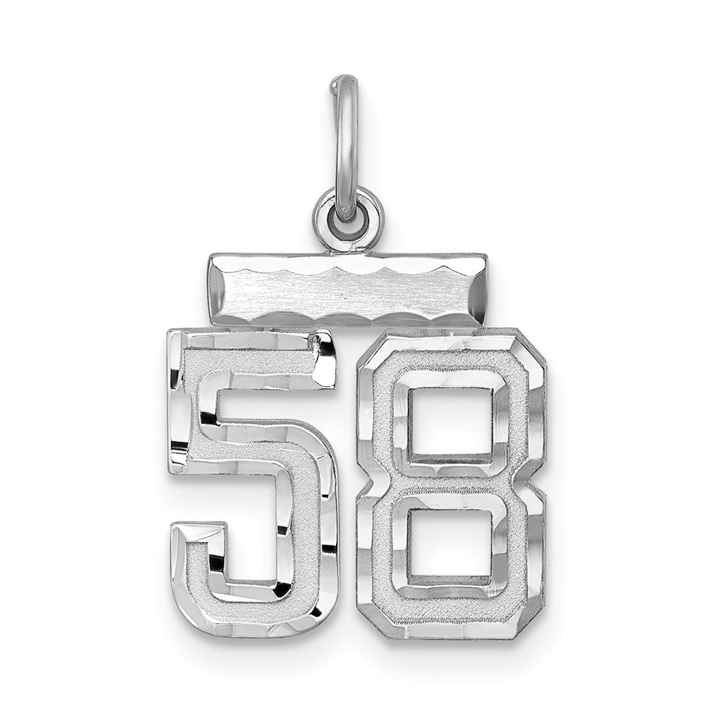 Sterling Silver Rhodium-plated Diamond-cut #58 Charm