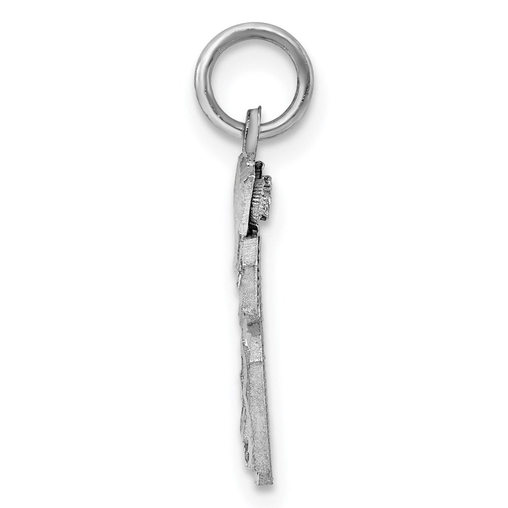 Sterling Silver Rhodium-plated Diamond-cut #66 Charm