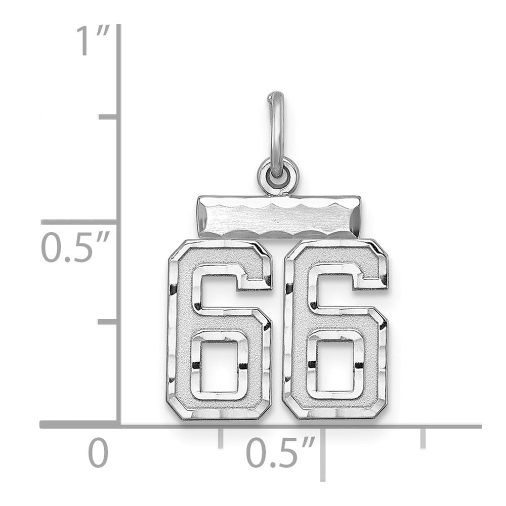 Sterling Silver Rhodium-plated Diamond-cut #66 Charm