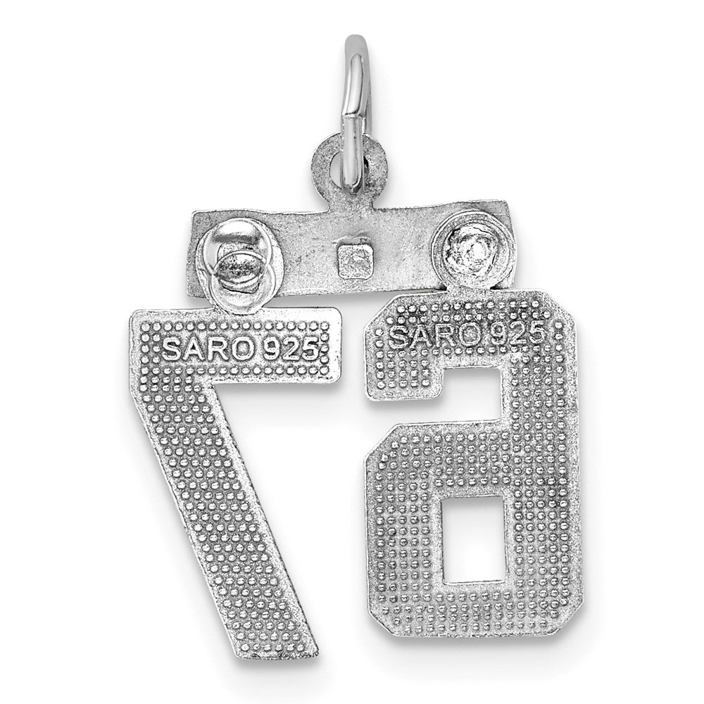 Sterling Silver Rhodium-plated Diamond-cut #67 Charm