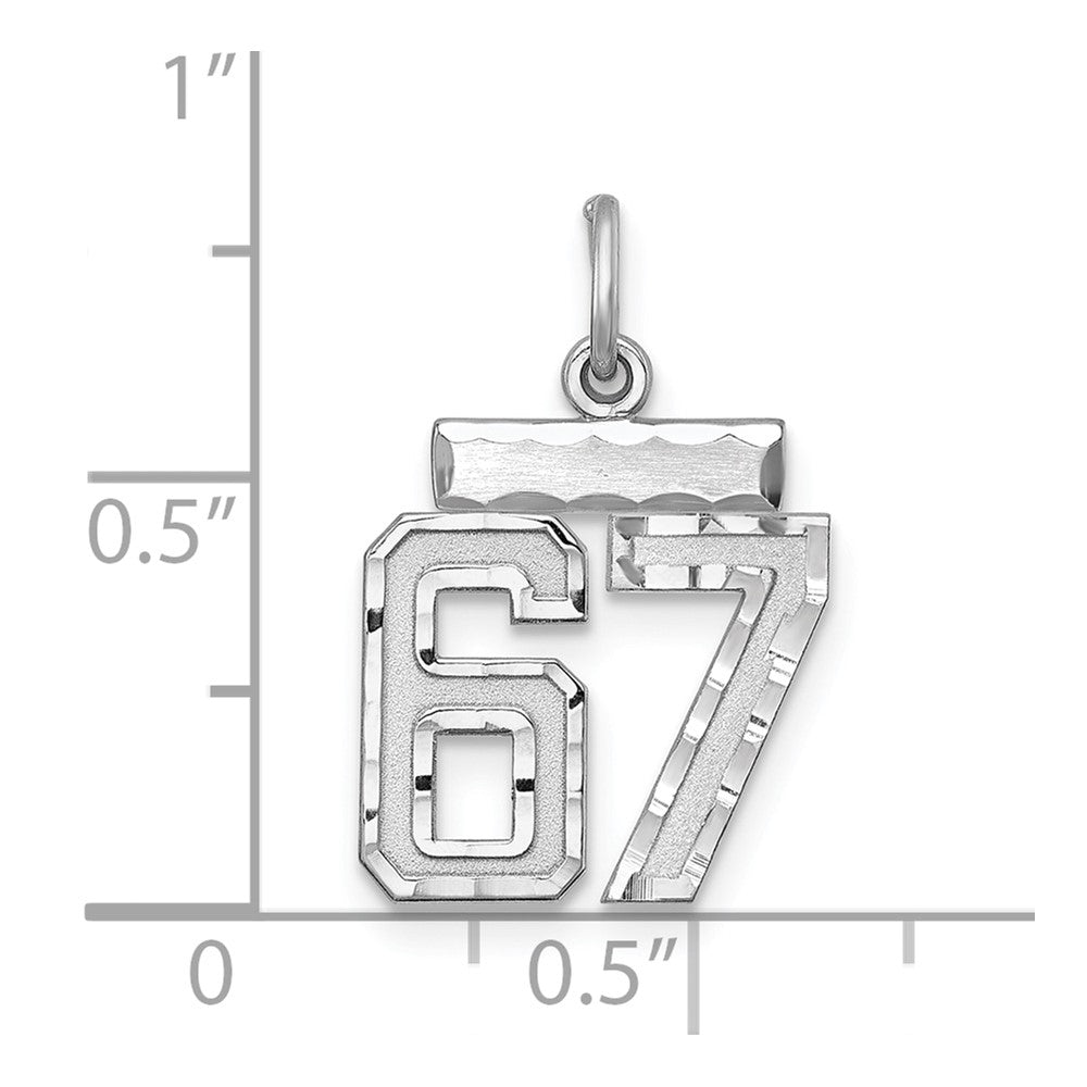 Sterling Silver Rhodium-plated Diamond-cut #67 Charm