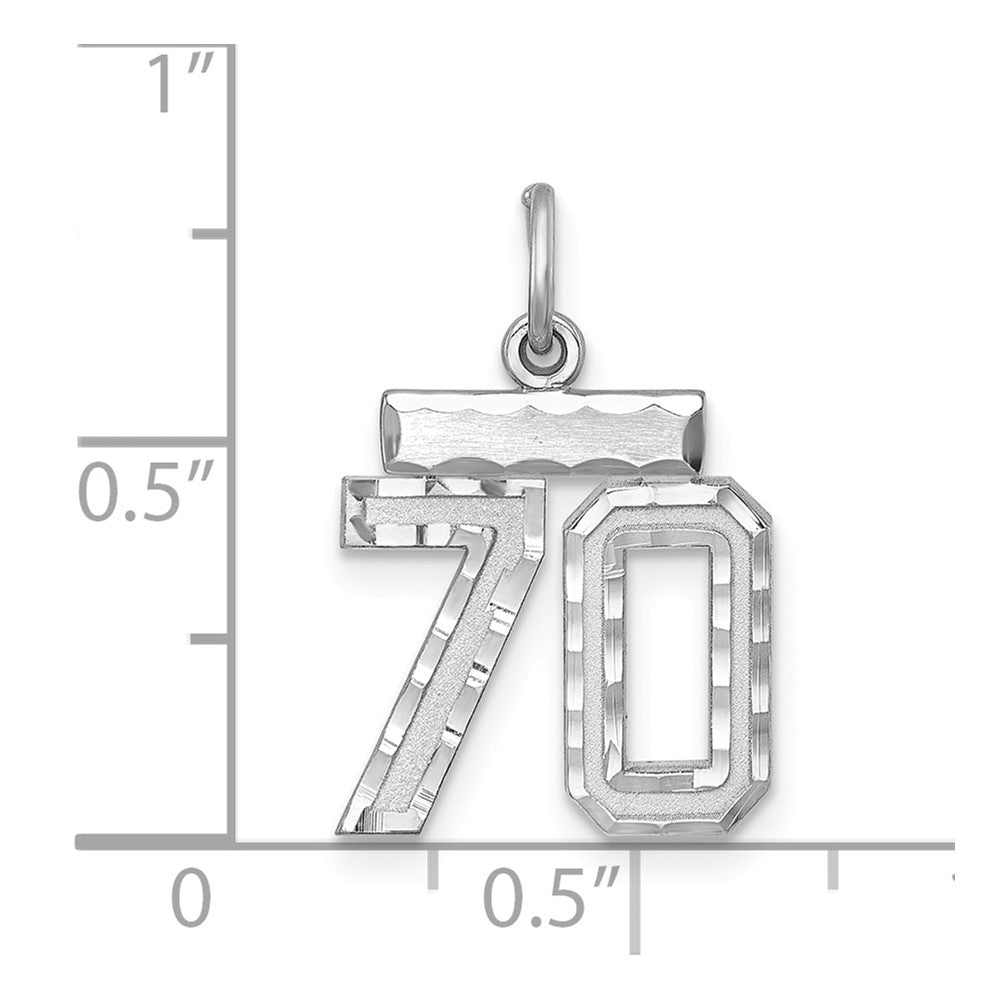 Sterling Silver Rhodium-plated Diamond-cut #70 Charm