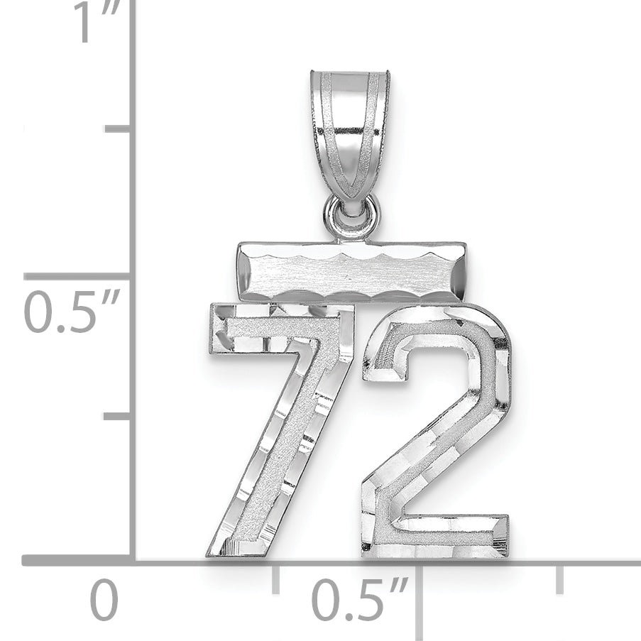 Sterling Silver Rhodium-plated Diamond-cut #72 Charm