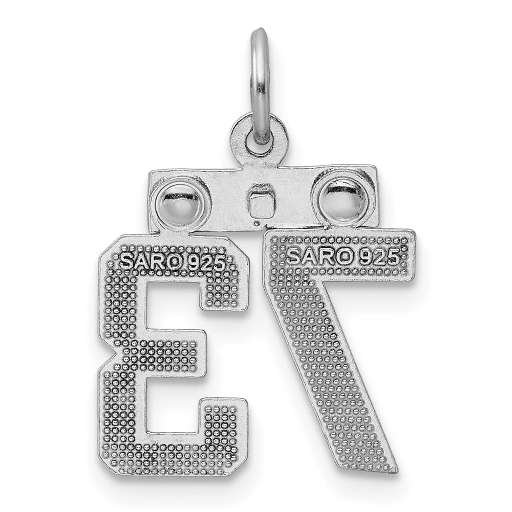 Sterling Silver Rhodium-plated Diamond-cut #73 Charm