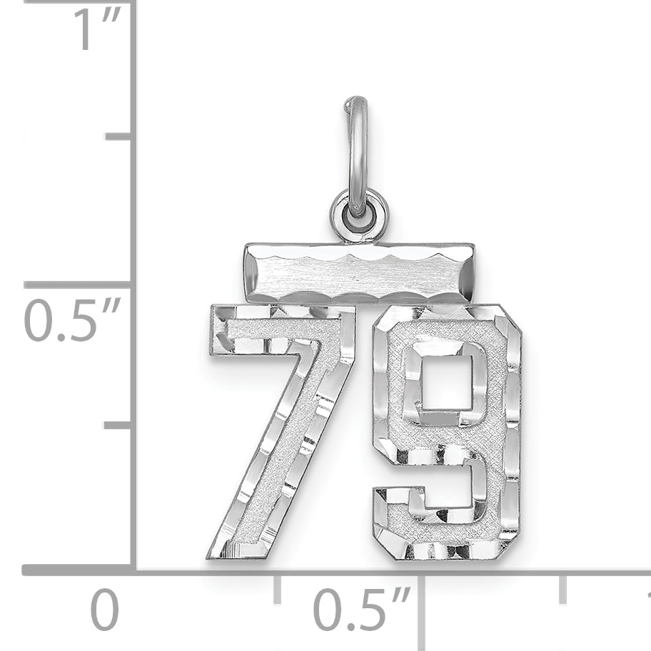 Sterling Silver Rhodium-plated Diamond-cut #79 Charm