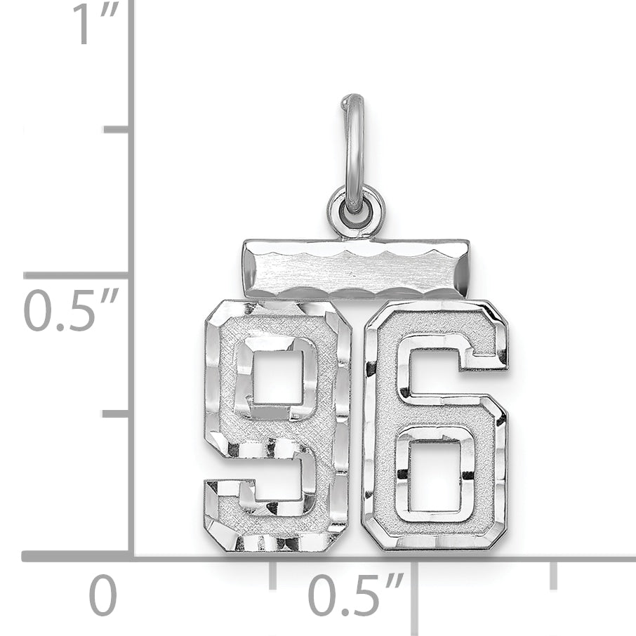 Sterling Silver Rhodium-plated Diamond-cut #96 Charm