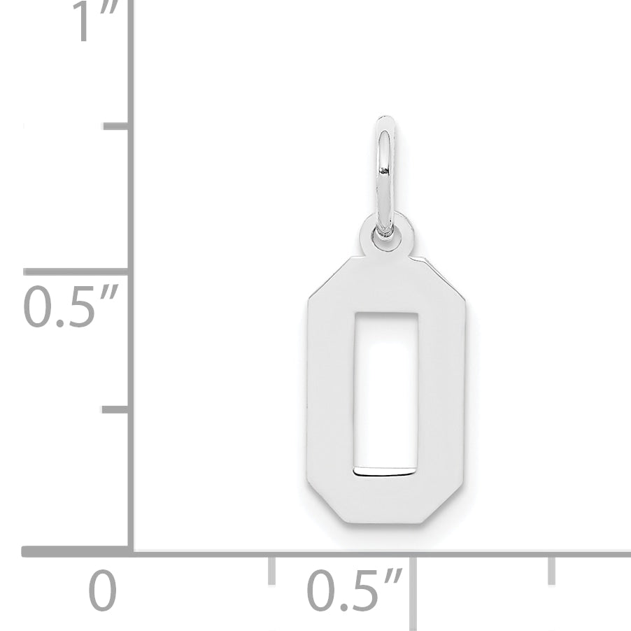 Sterling Silver/Rhodium-plated Polished Number 0 Charm