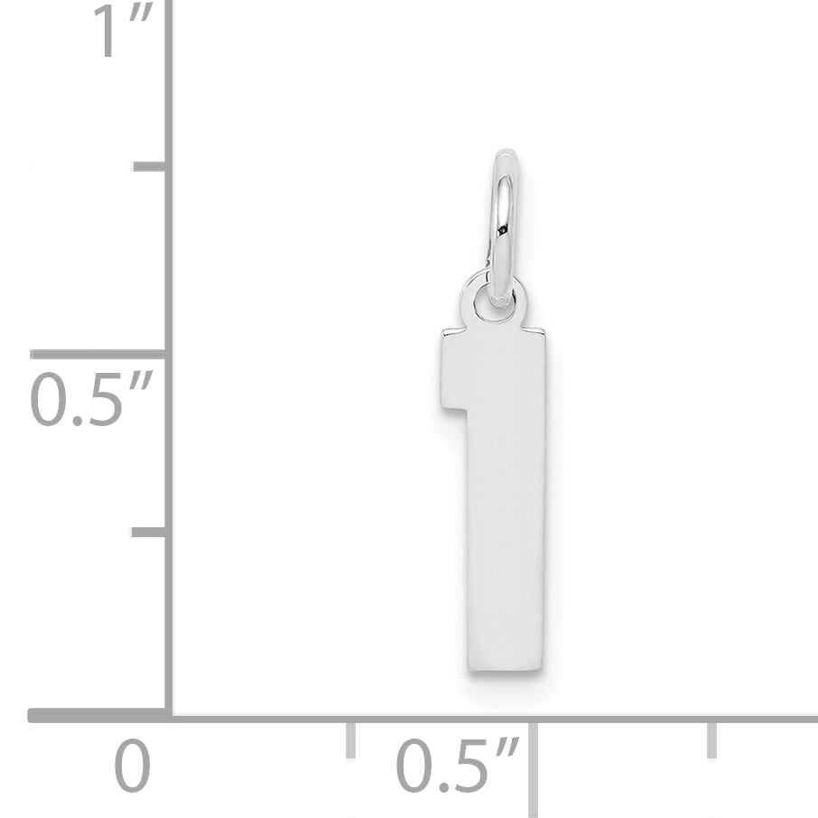 Sterling Silver/Rhodium-plated Polished Number 1 Charm