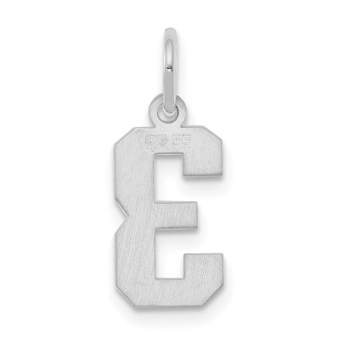 Sterling Silver/Rhodium-plated Polished Number 3 Charm