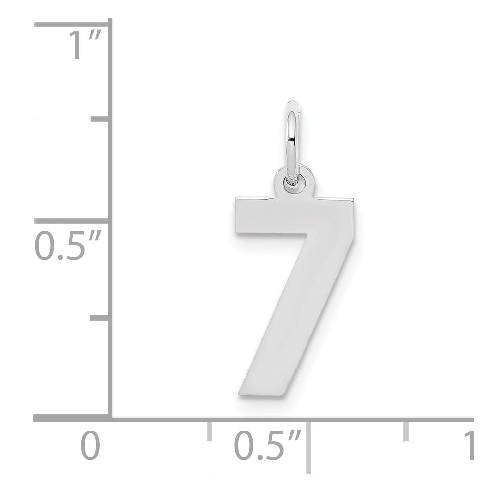 Sterling Silver/Rhodium-plated Polished Number 7 Charm