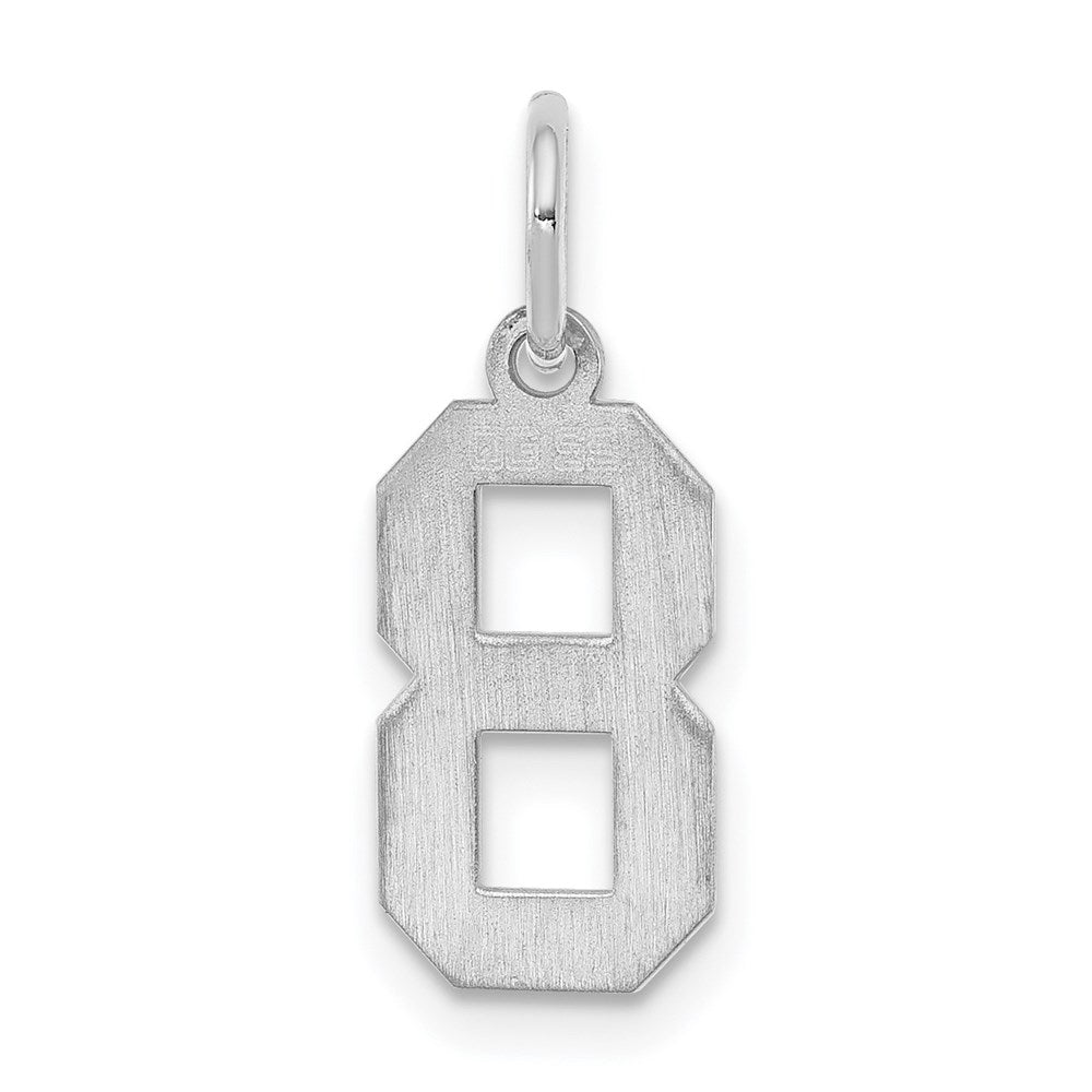 Sterling Silver/Rhodium-plated Polished Number 8 Charm