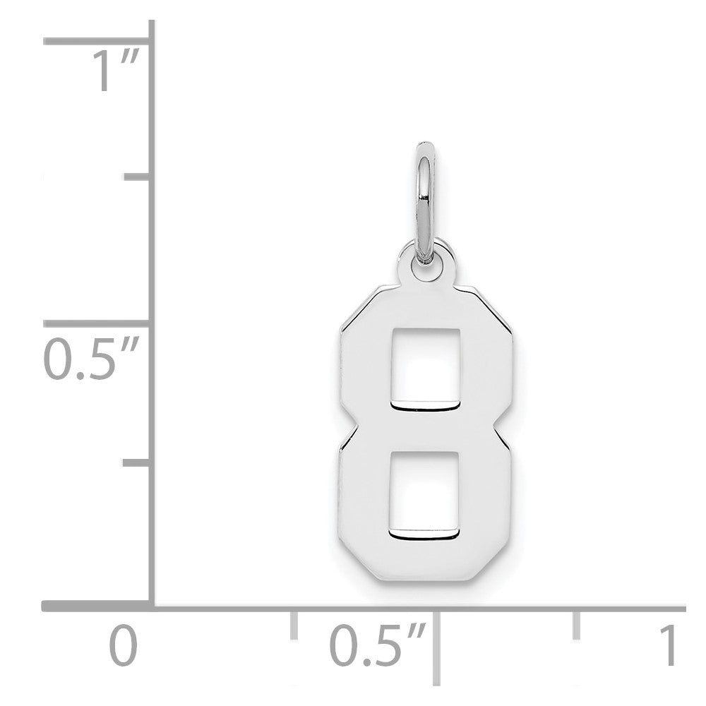 Sterling Silver/Rhodium-plated Polished Number 8 Charm