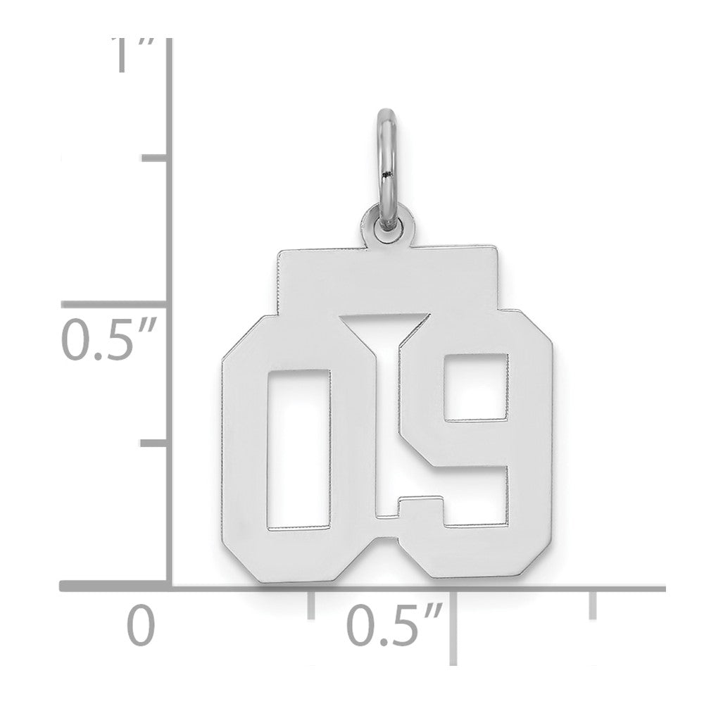 Sterling Silver Polished Small Number 09 W/Top Charm