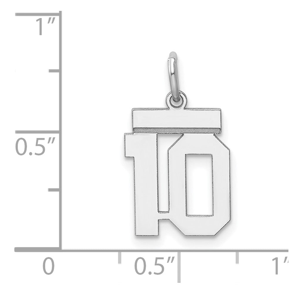 Sterling Silver/Rhodium-plated Polished Number 10 Charm