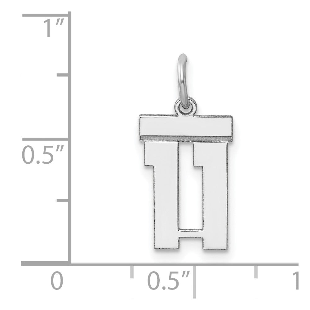 Sterling Silver/Rhodium-plated Polished Number 11 Charm