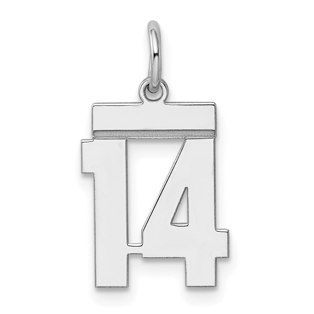 Sterling Silver/Rhodium-plated Polished Number 14 Charm
