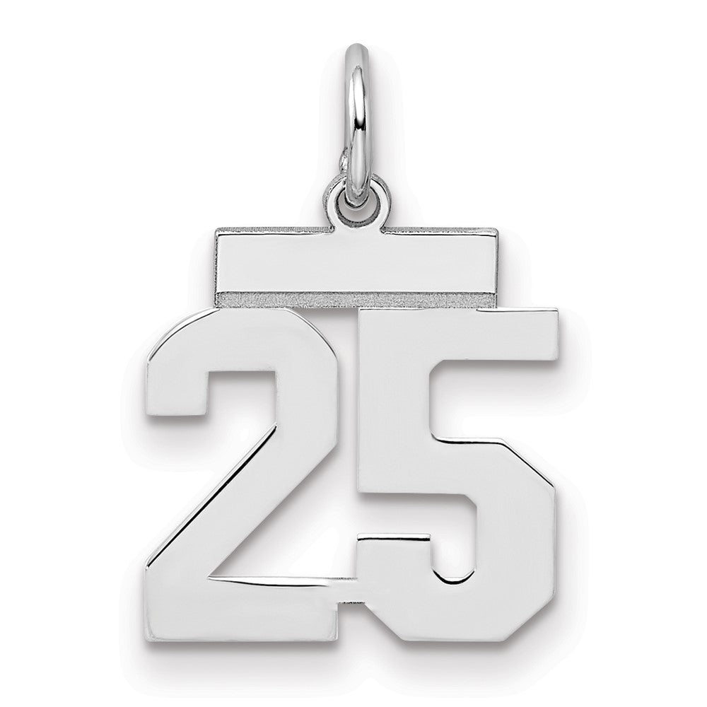 Sterling Silver/Rhodium-plated Polished Number 25 Charm