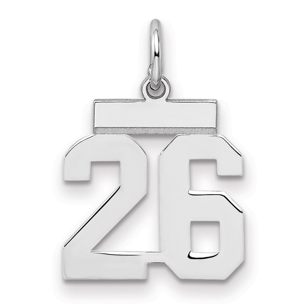 Sterling Silver/Rhodium-plated Polished Number 26 Charm