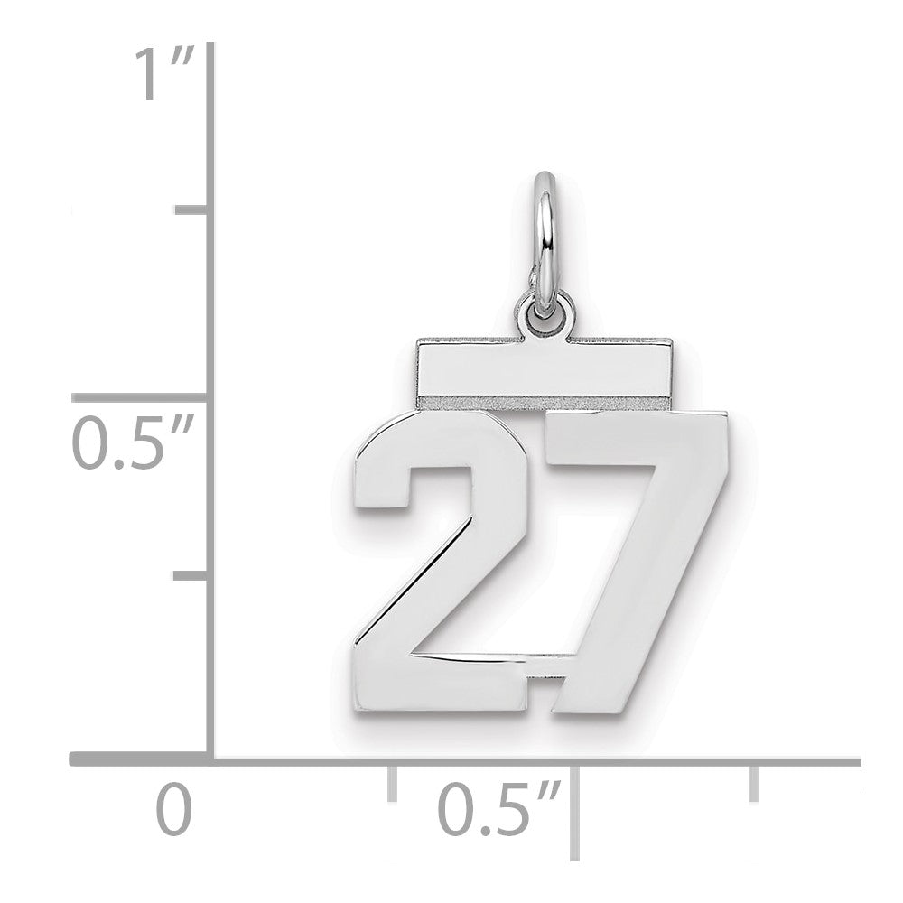Sterling Silver/Rhodium-plated Polished Number 27 Charm