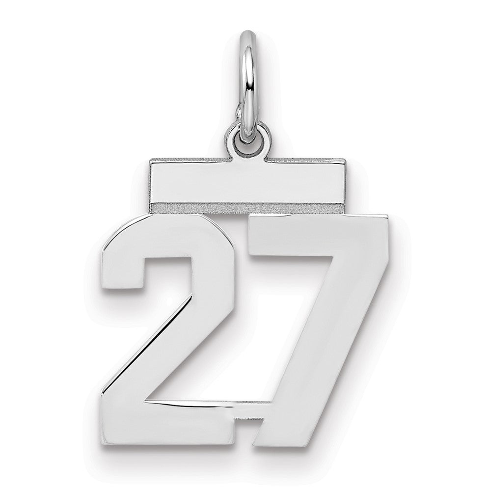 Sterling Silver/Rhodium-plated Polished Number 27 Charm