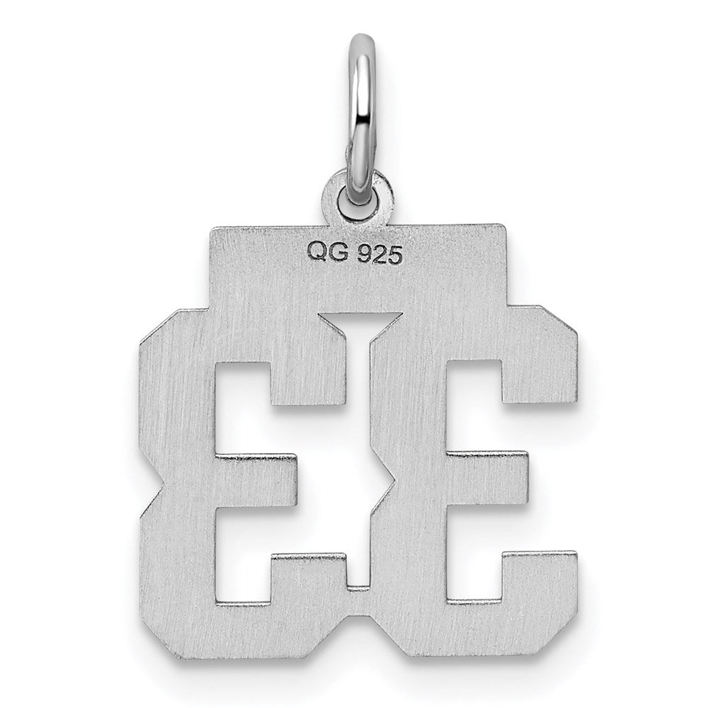 Sterling Silver/Rhodium-plated Polished Number 33 Charm