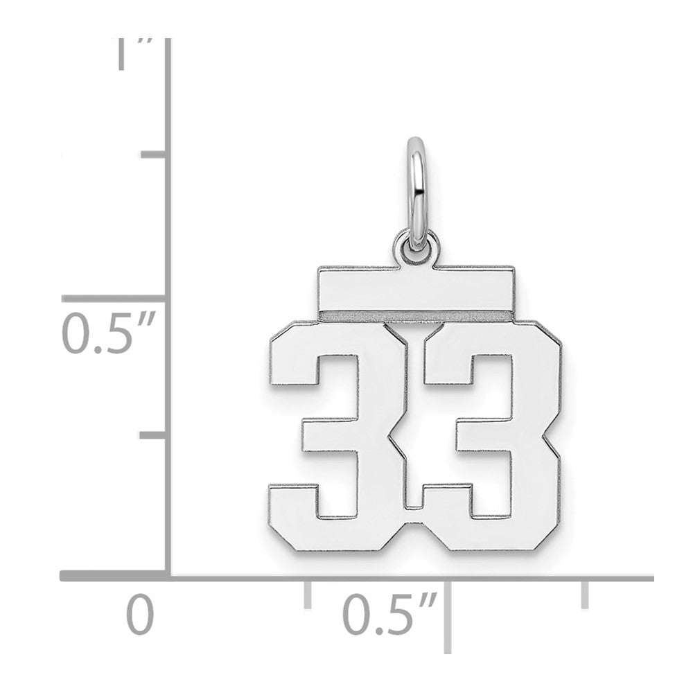 Sterling Silver/Rhodium-plated Polished Number 33 Charm