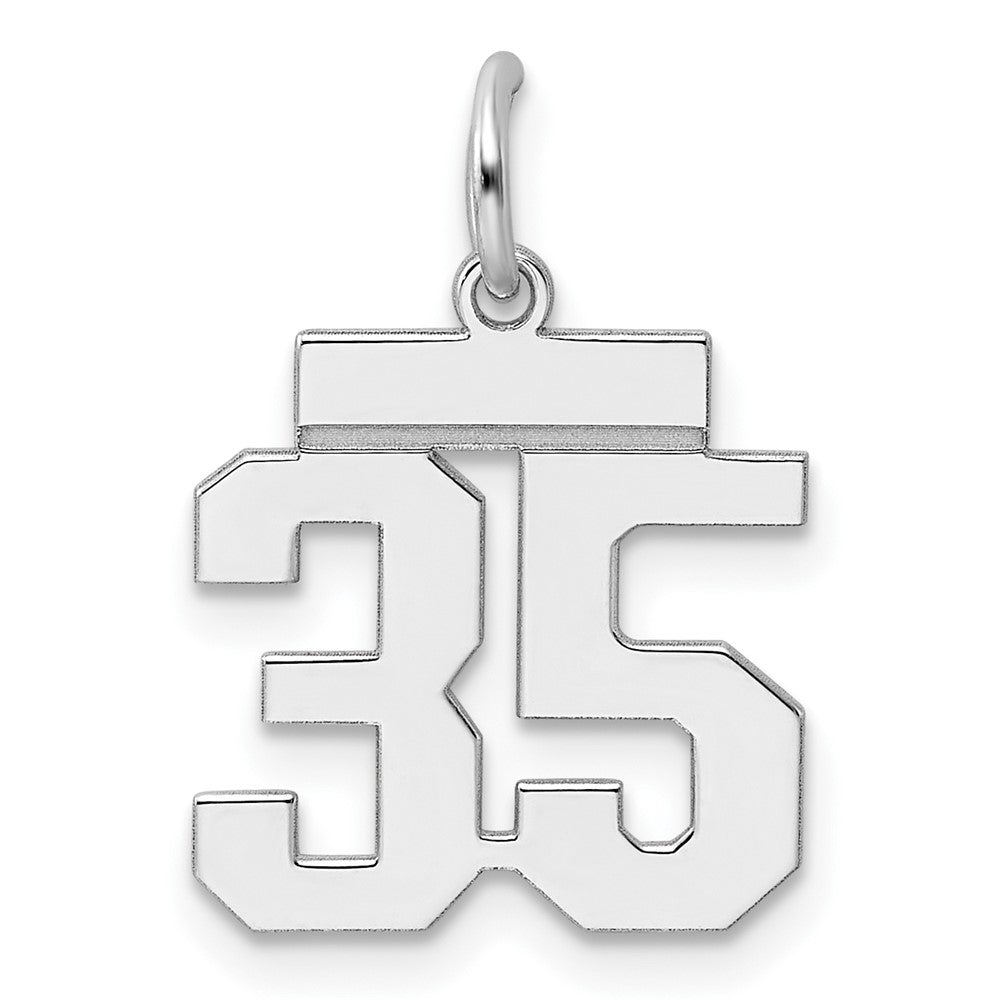 Sterling Silver/Rhodium-plated Polished Number 35 Charm
