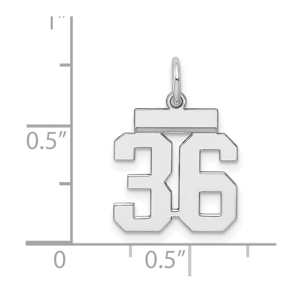 Sterling Silver/Rhodium-plated Polished Number 36 Charm