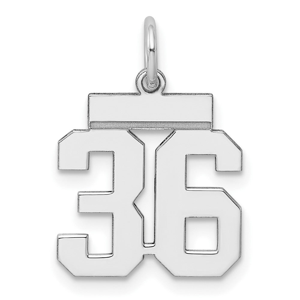 Sterling Silver/Rhodium-plated Polished Number 36 Charm