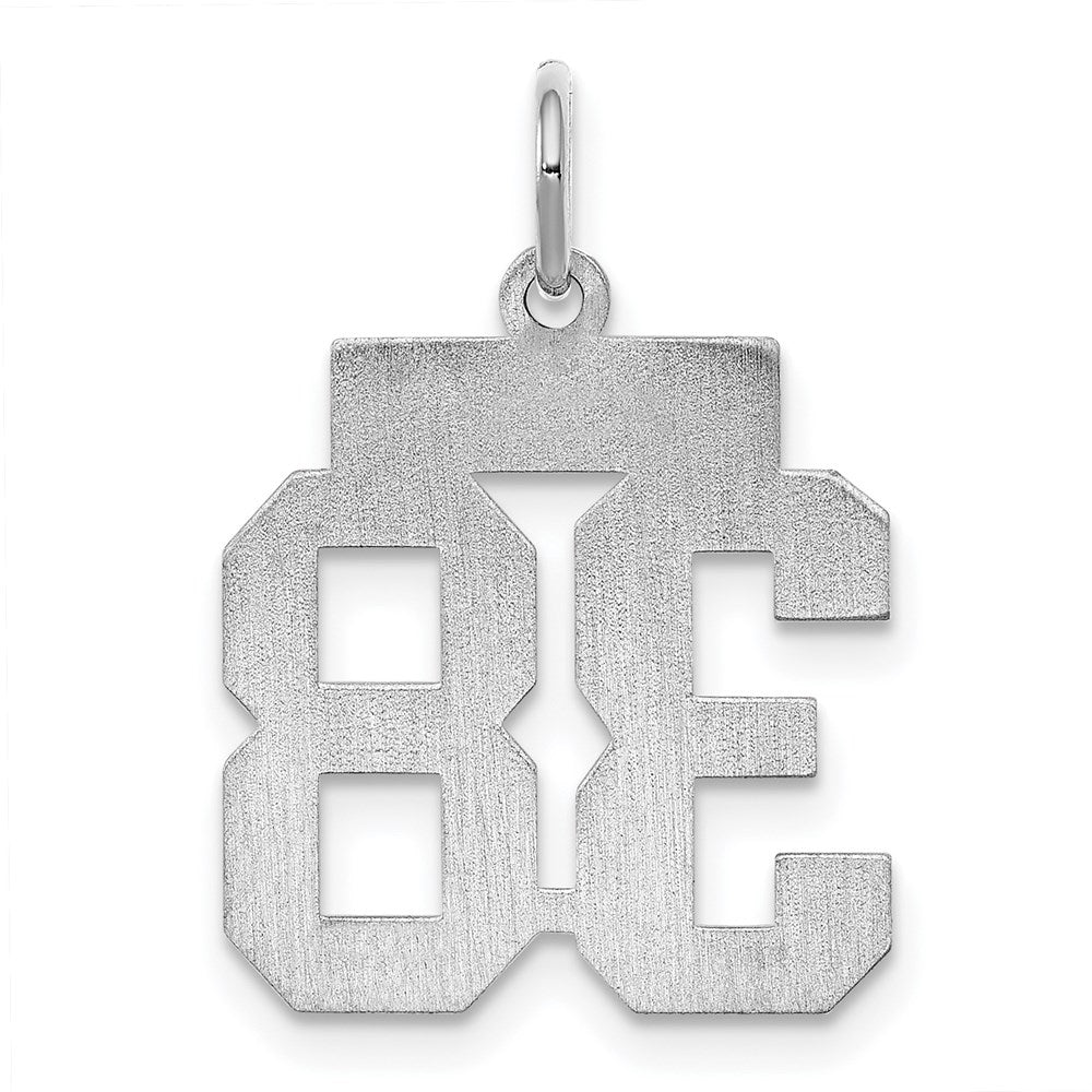 Sterling Silver/Rhodium-plated Polished Number 38 Charm