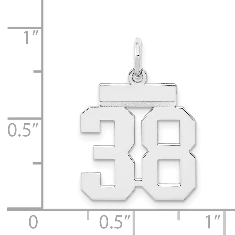 Sterling Silver/Rhodium-plated Polished Number 38 Charm