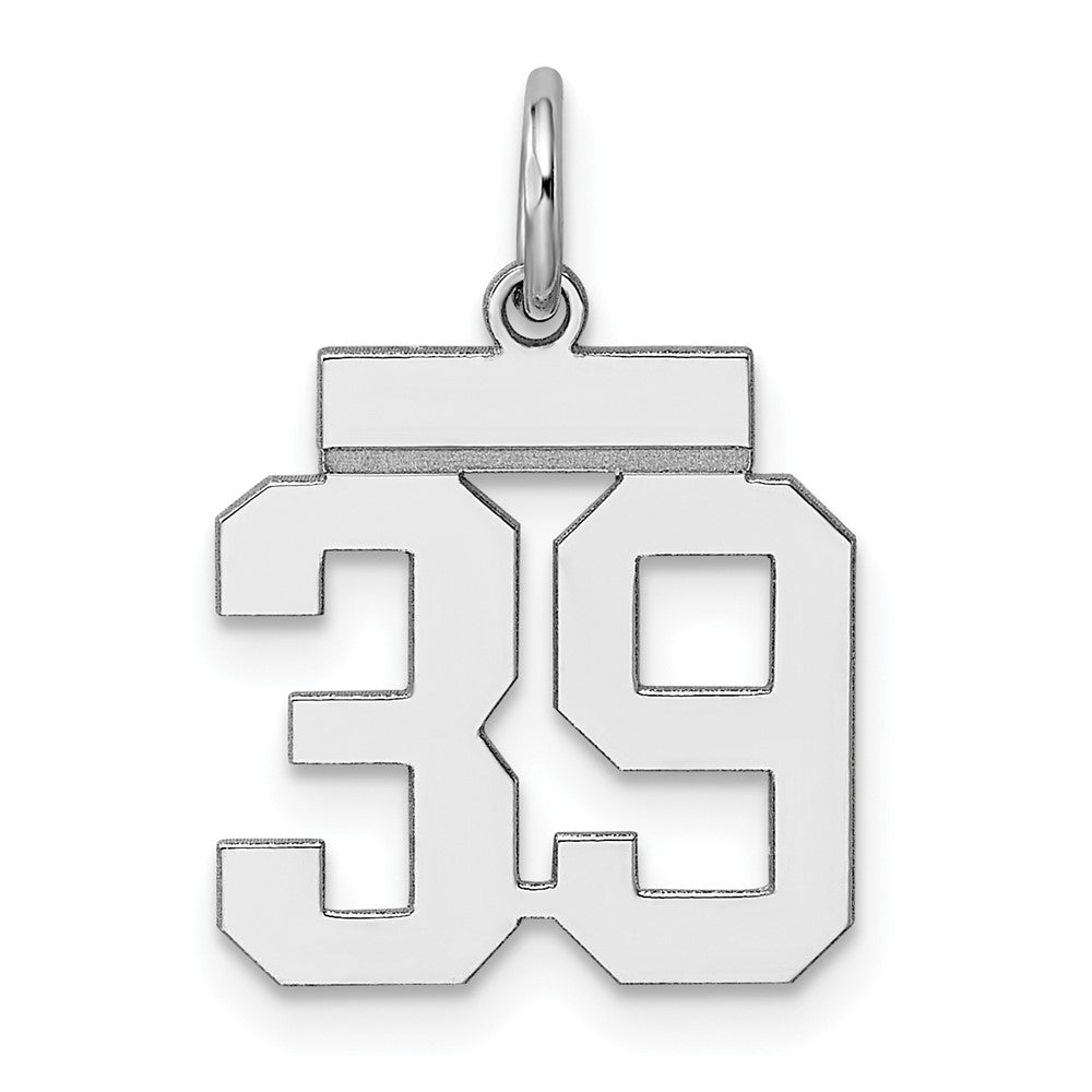Sterling Silver/Rhodium-plated Polished Number 39 Charm