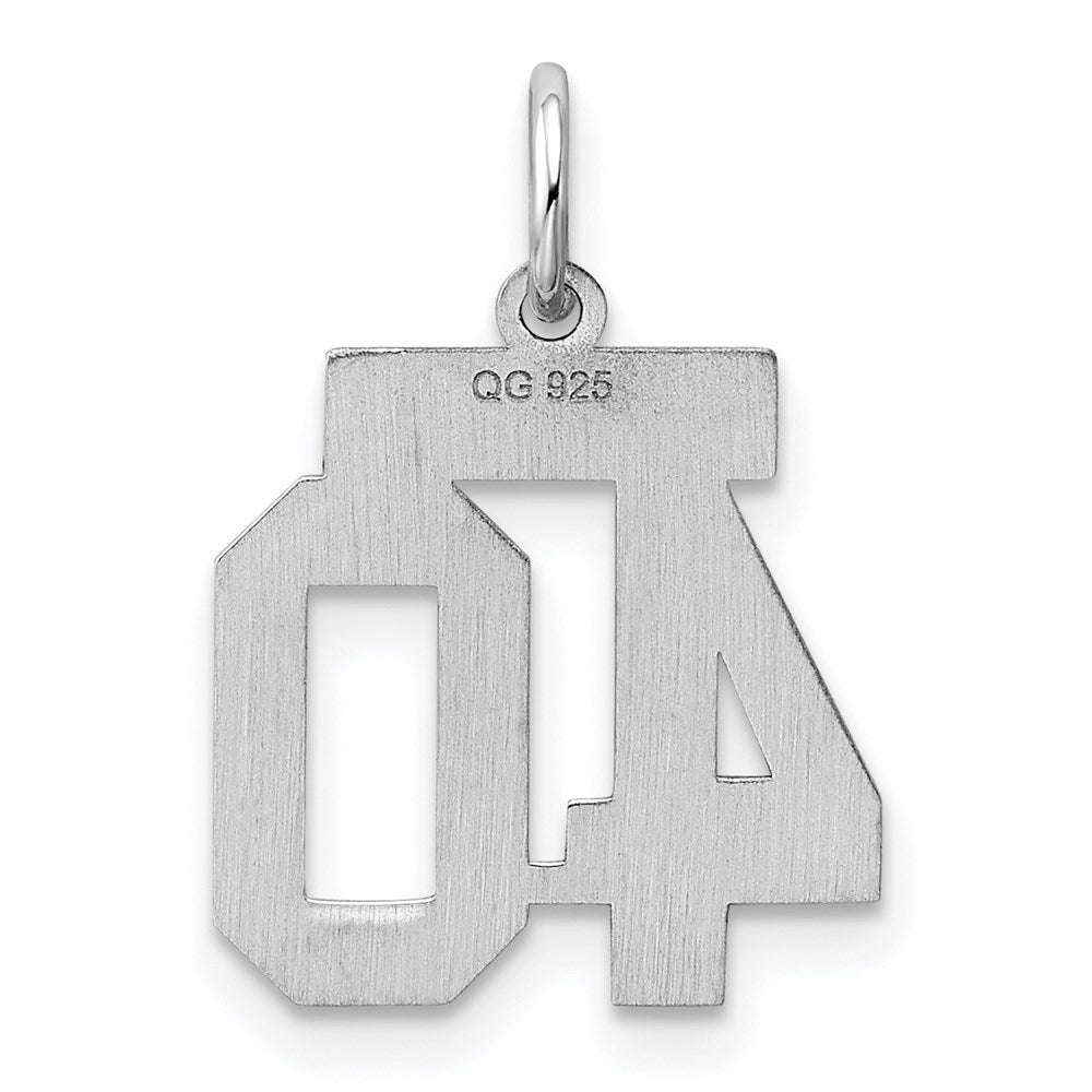 Sterling Silver/Rhodium-plated Polished Number 40 Charm
