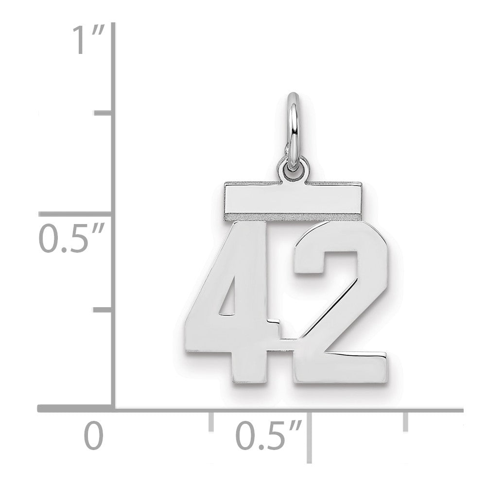Sterling Silver/Rhodium-plated Polished Number 42 Charm