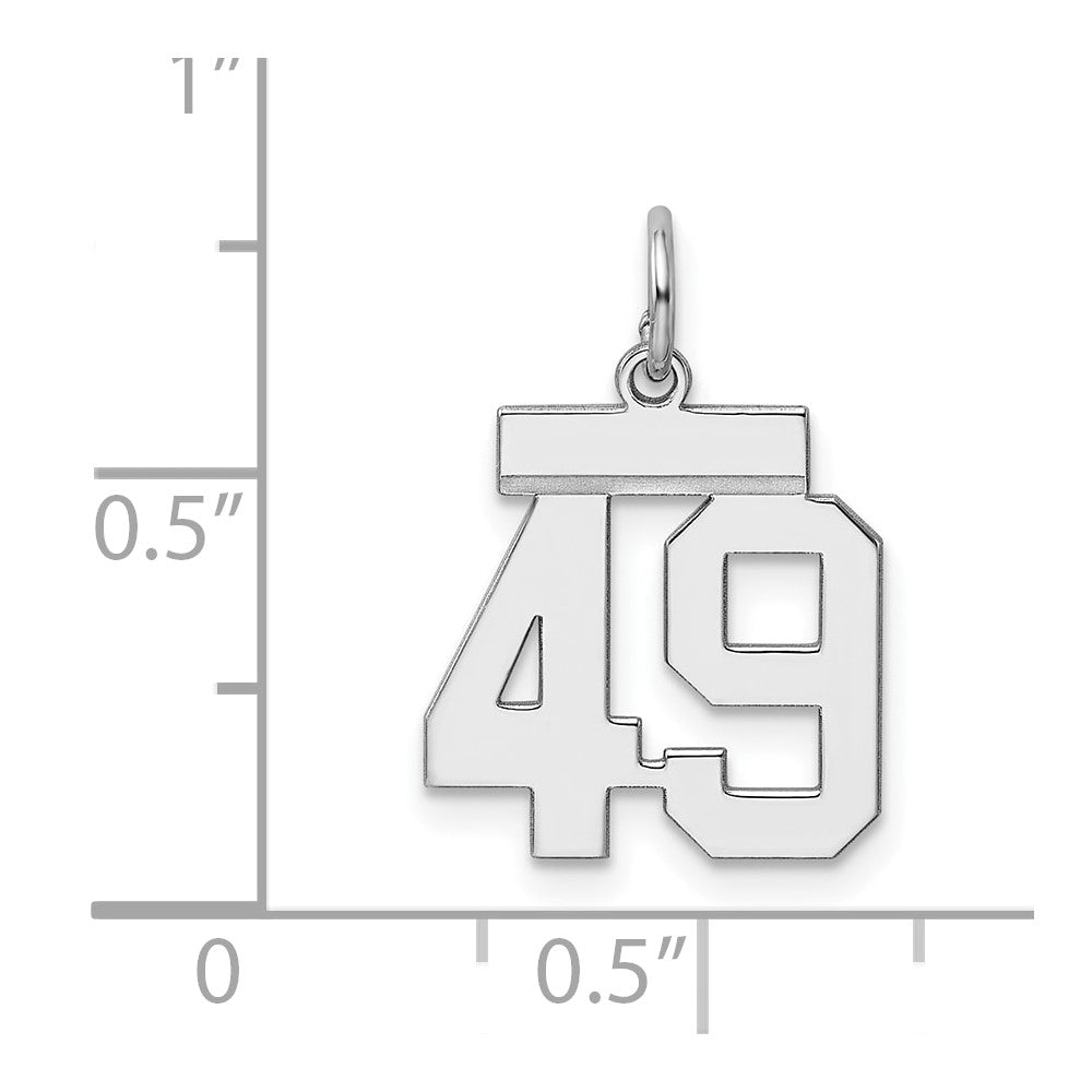 Sterling Silver/Rhodium-plated Polished Number 49 Charm