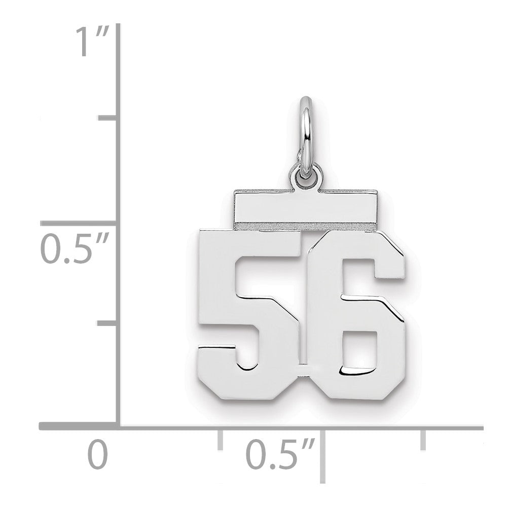 Sterling Silver/Rhodium-plated Polished Number 56 Charm