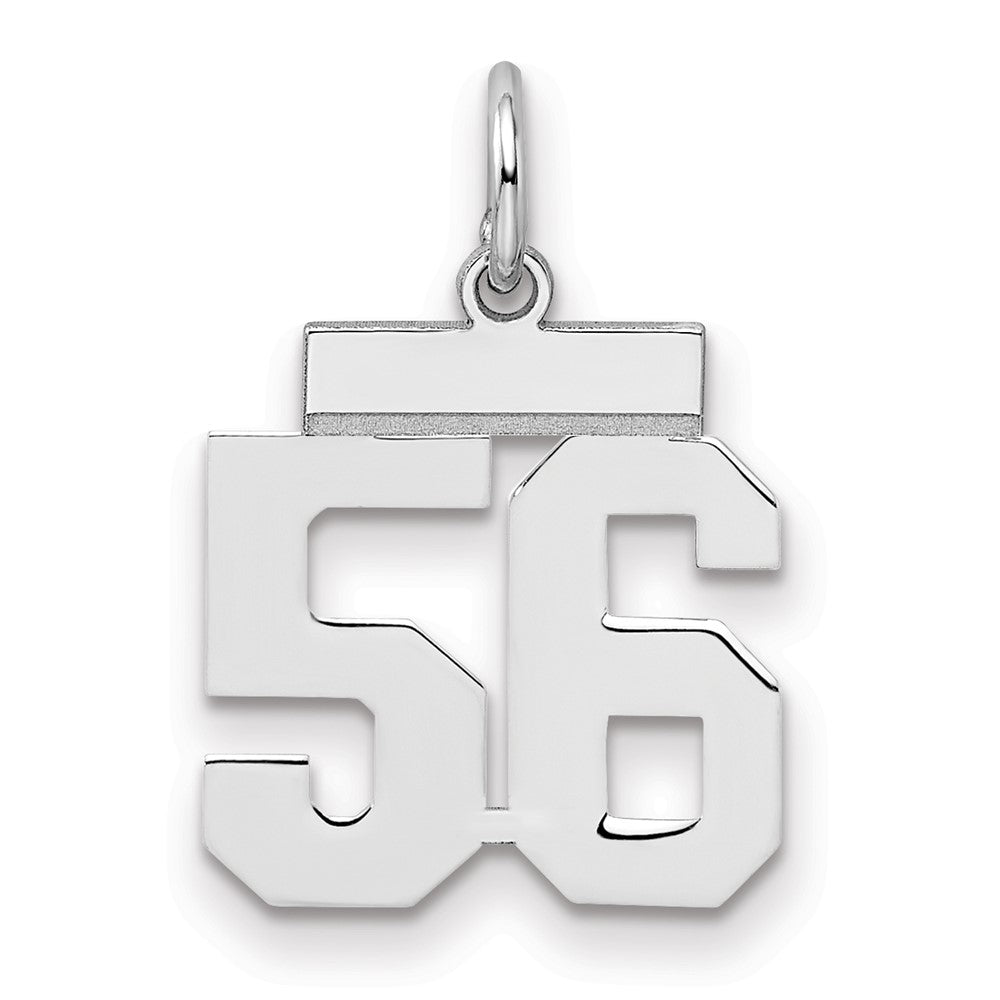 Sterling Silver/Rhodium-plated Polished Number 56 Charm