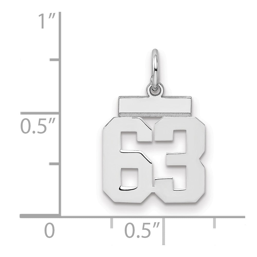 Sterling Silver/Rhodium-plated Polished Number 63 Charm