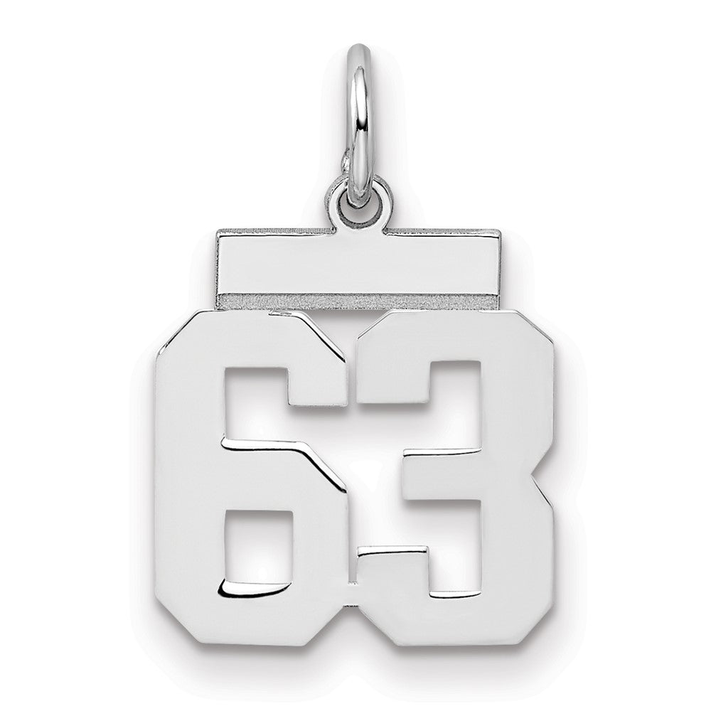 Sterling Silver/Rhodium-plated Polished Number 63 Charm